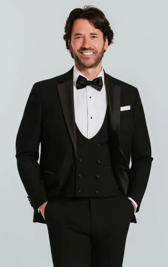 Black 3 Piece Tuxedo with Notch Lapel thumbnail 2