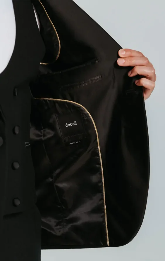 Black 3 Piece Tuxedo with Notch Lapel thumbnail 7