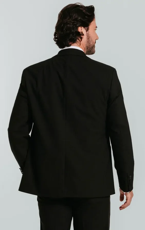 Black 3 Piece Tuxedo with Peak Lapel thumbnail 4