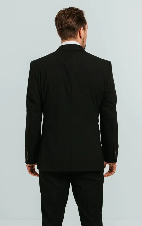 Black Double Breasted 3 Piece Suit with Peak Lapel thumbnail 4