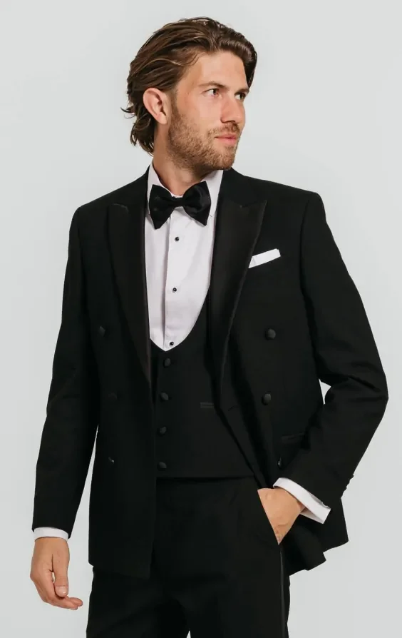 Black Double Breasted 3 Piece Tuxedo thumbnail 2
