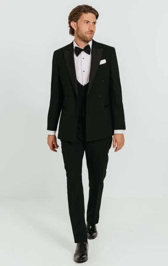 Black Double Breasted 3 Piece Tuxedo thumbnail 3