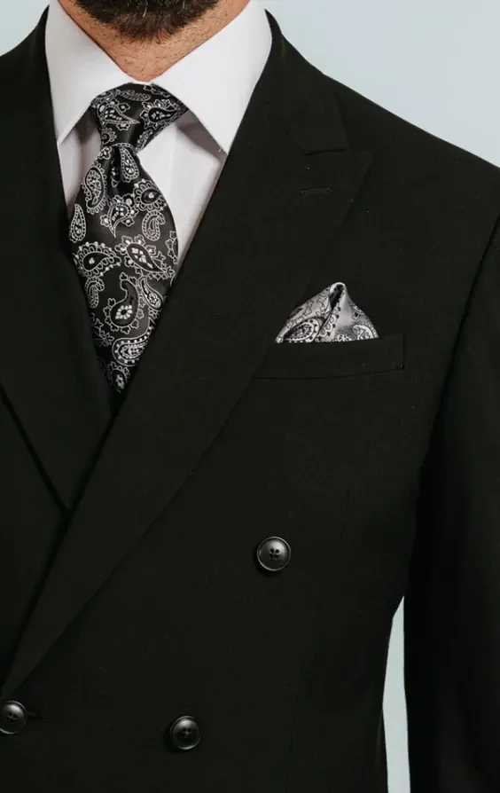 Black Double Breasted Suit with Peak Lapel thumbnail 6