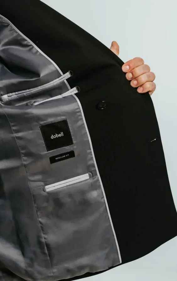 Black Double Breasted Suit with Peak Lapel thumbnail 7