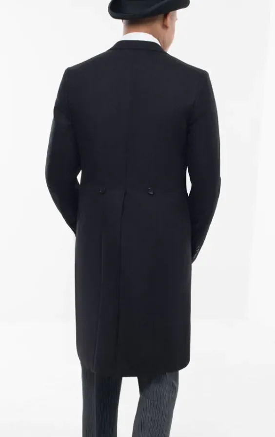 Black Herringbone Morning Suit with Striped Trousers thumbnail 5