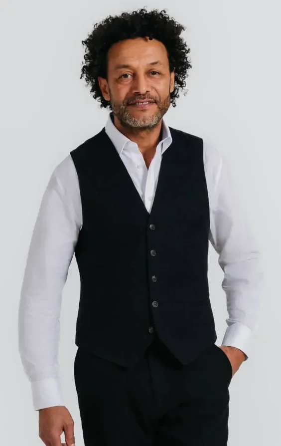 Black Linen Twill Waistcoat thumbnail 2