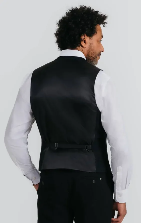 Black Linen Twill Waistcoat thumbnail 4