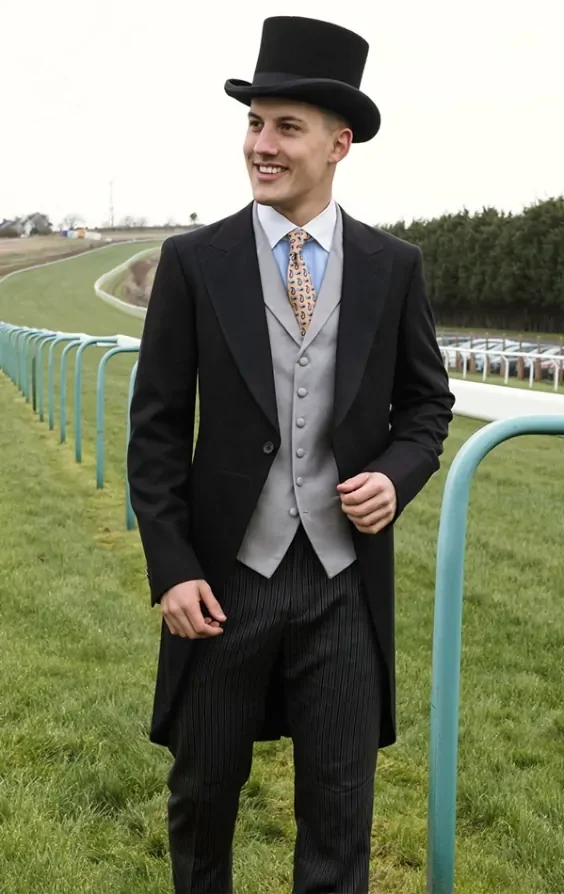 Black Morning Suit with Striped Trousers thumbnail 2