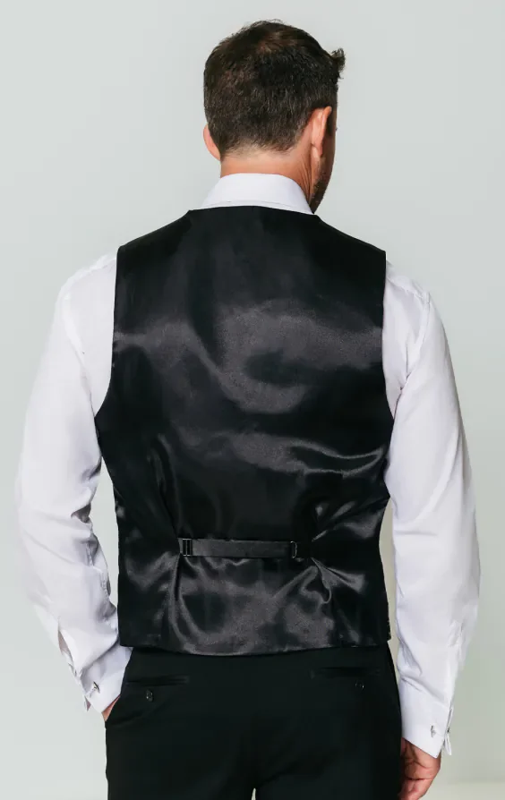 Black/Silver Edwardian Swirl Jacquard Waistcoat thumbnail 4