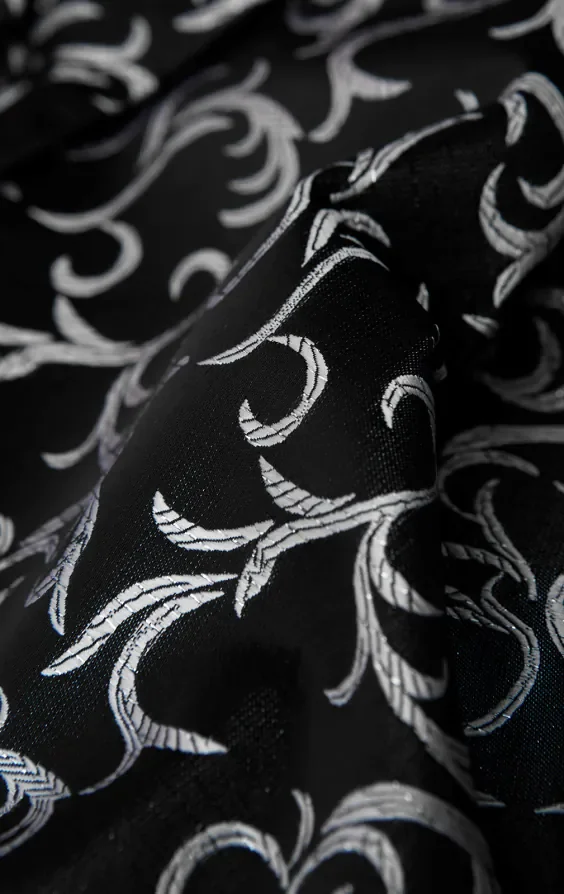 Black/Silver Edwardian Swirl Jacquard Waistcoat thumbnail 5