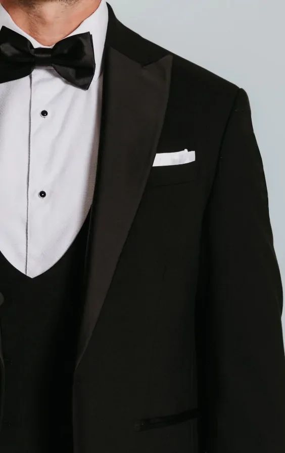 Black Slim-Fit 3 Piece Tuxedo with Peak Lapel thumbnail 6