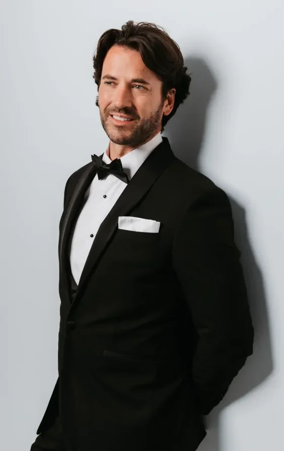 Black Slim-Fit 3 Piece Tuxedo with Shawl Lapel thumbnail 4