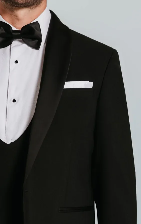 Black Slim-Fit 3 Piece Tuxedo with Shawl Lapel thumbnail 7