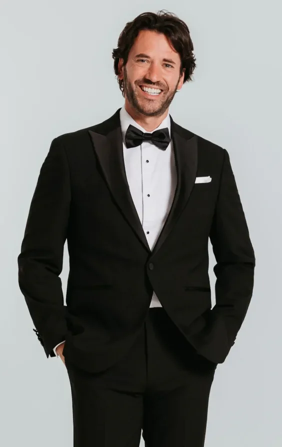 Black Slim-Fit Dinner Jacket with Peak Lapel thumbnail 2