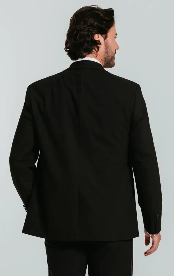 Black Slim-Fit Dinner Jacket with Peak Lapel thumbnail 3