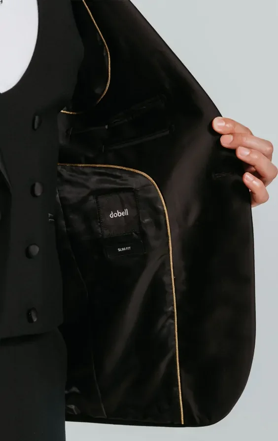 Black Slim-Fit Dinner Jacket with Peak Lapel thumbnail 6