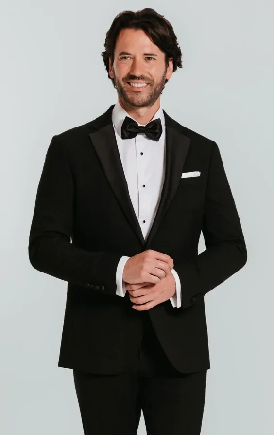 Black Slim-Fit Tuxedo with Notch Lapel thumbnail 2