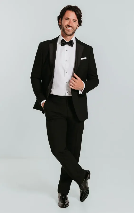Black Slim-Fit Tuxedo with Notch Lapel thumbnail 3