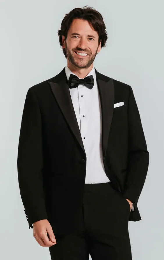 Black Slim-Fit Tuxedo with Peak Lapel thumbnail 2