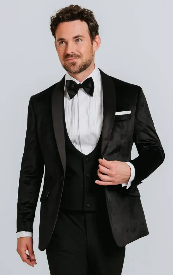 Black Slim Fit Velvet Jacket thumbnail 2