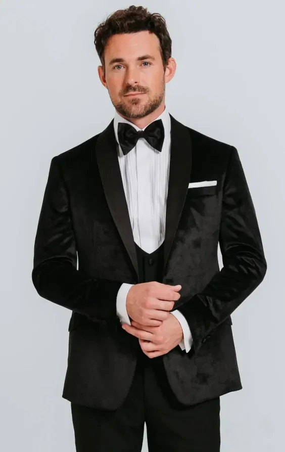 Black Slim Fit Velvet Tuxedo thumbnail 2