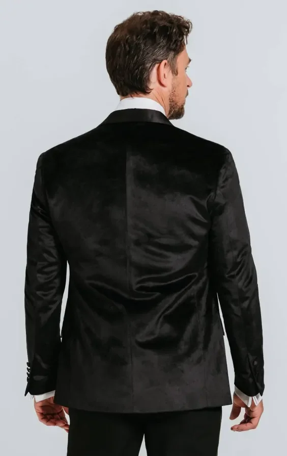 Black Slim Fit Velvet Tuxedo thumbnail 4