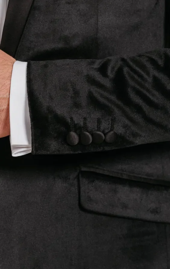 Black Slim Fit Velvet Tuxedo thumbnail 5