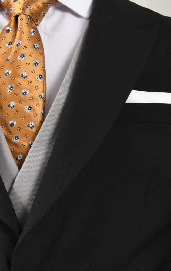 Black Wool Herringbone Morning Suit with Striped Trousers thumbnail 7