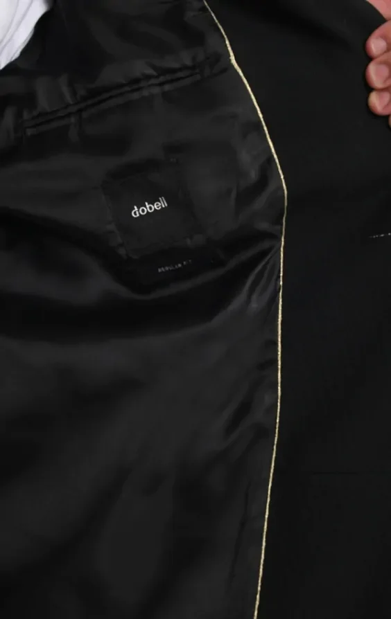 Black Wool Herringbone Morning Suit with Striped Trousers thumbnail 8