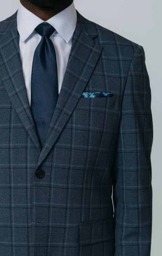 Blue Bold Windowpane Check Suit Jacket thumbnail 5