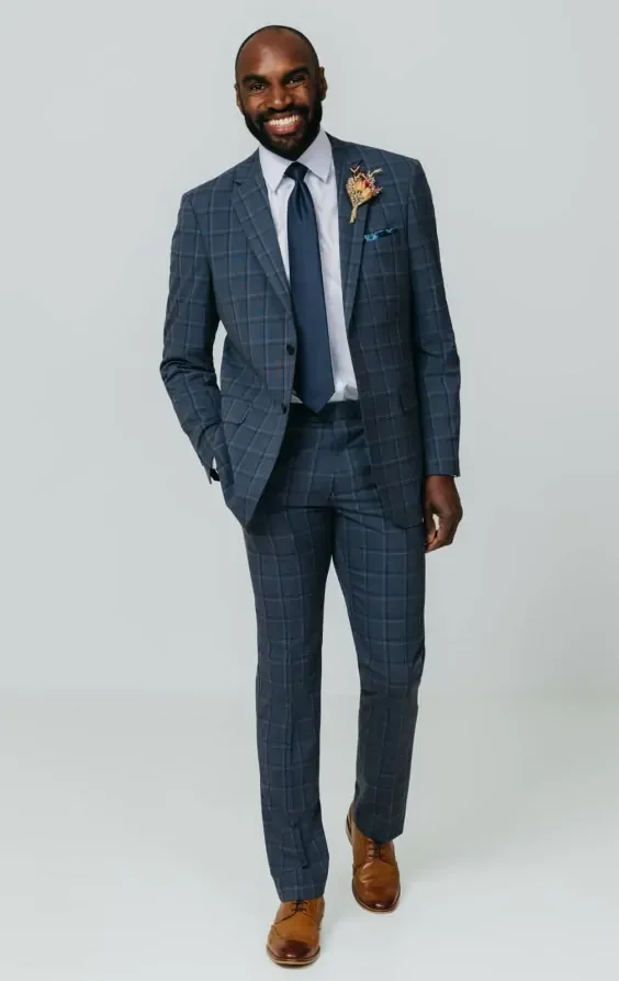 Blue Bold Windowpane Check Suit thumbnail 3