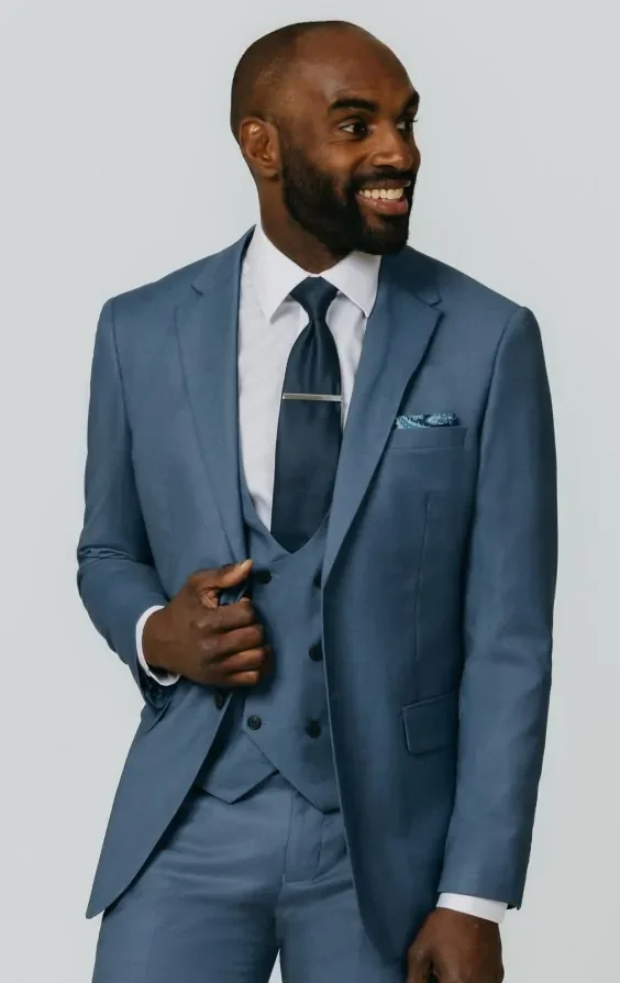 Blue Sharkskin 3 Piece Suit thumbnail 2