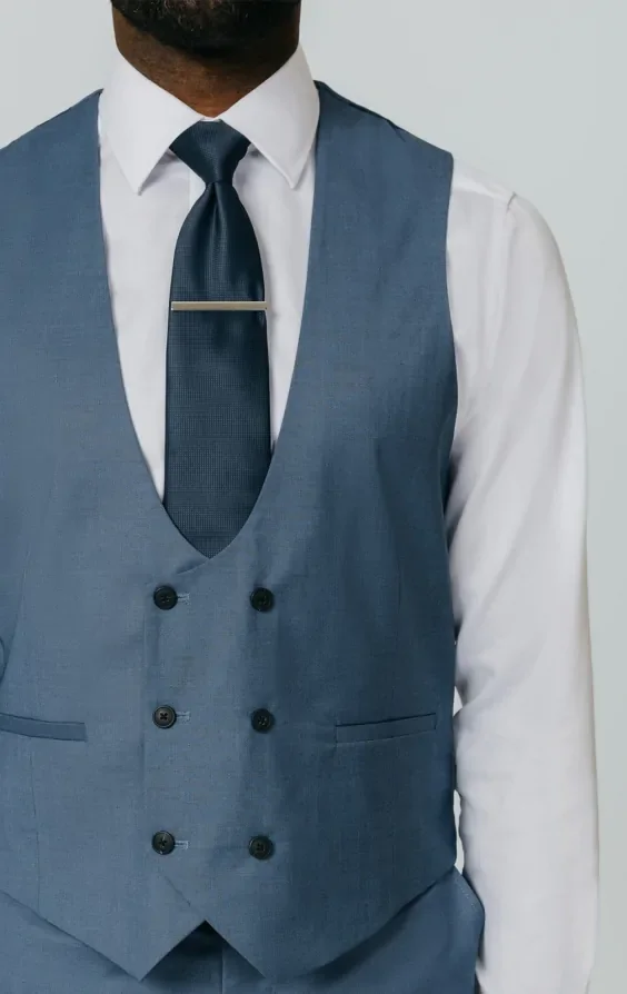 Blue Sharkskin Waistcoat thumbnail 3