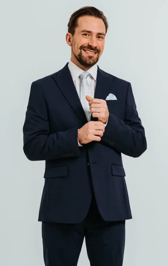 Blue Suit Jacket with Peak Lapel thumbnail 2