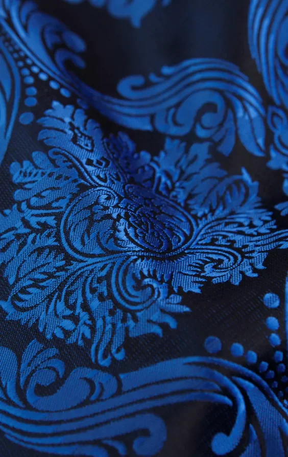 Blue Victorian Jacquard Waistcoat thumbnail 5