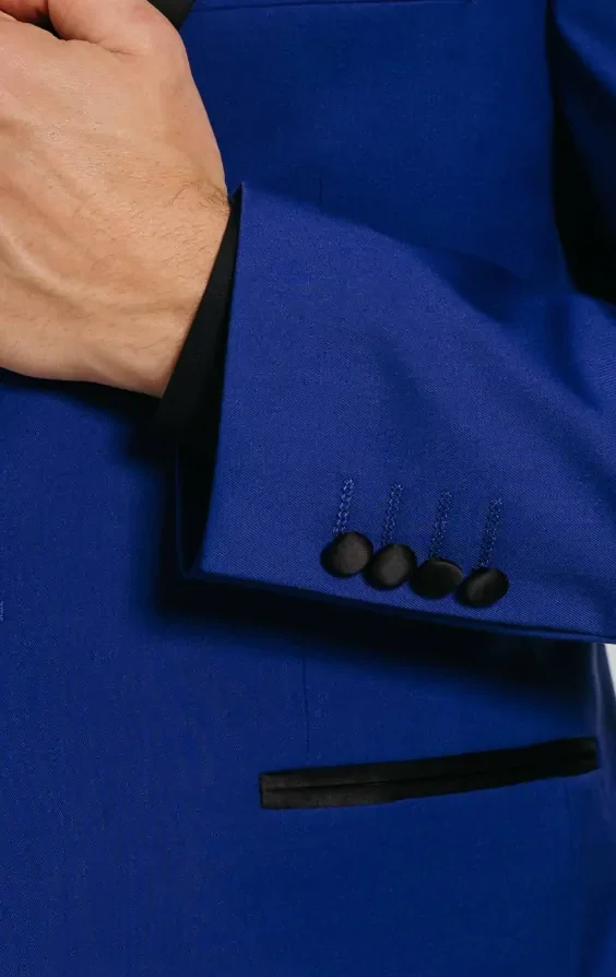 Bright Blue 3 Piece Tuxedo with Peak Lapel thumbnail 5