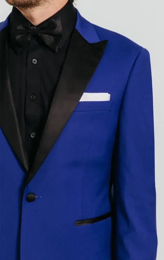 Bright Blue 3 Piece Tuxedo with Peak Lapel thumbnail 6