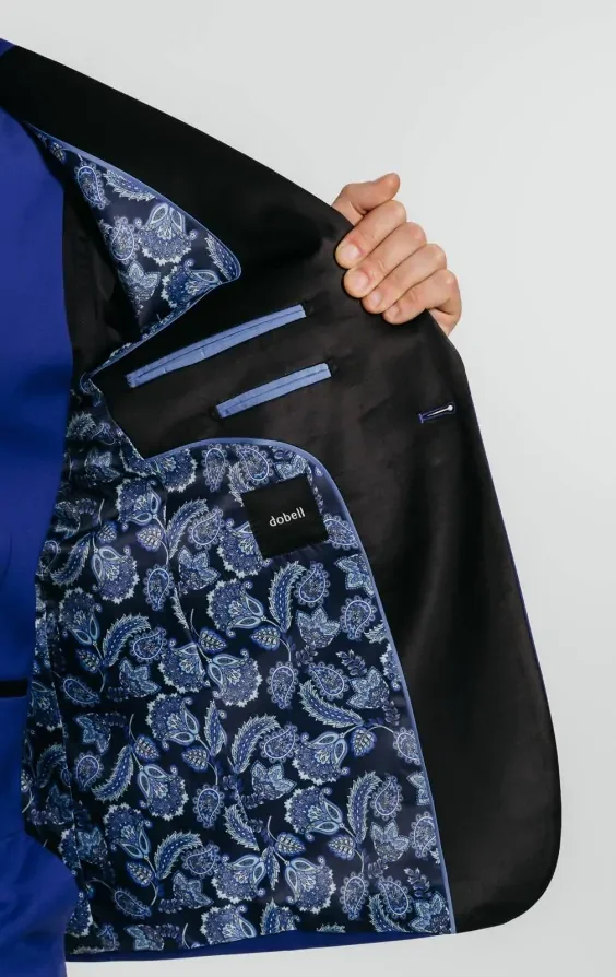 Bright Blue 3 Piece Tuxedo with Peak Lapel thumbnail 7