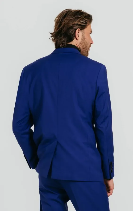 Bright Blue Dinner Jacket with Peak Lapel thumbnail 3