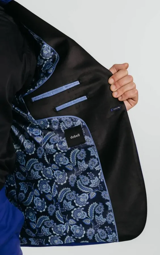 Bright Blue Dinner Jacket with Peak Lapel thumbnail 6