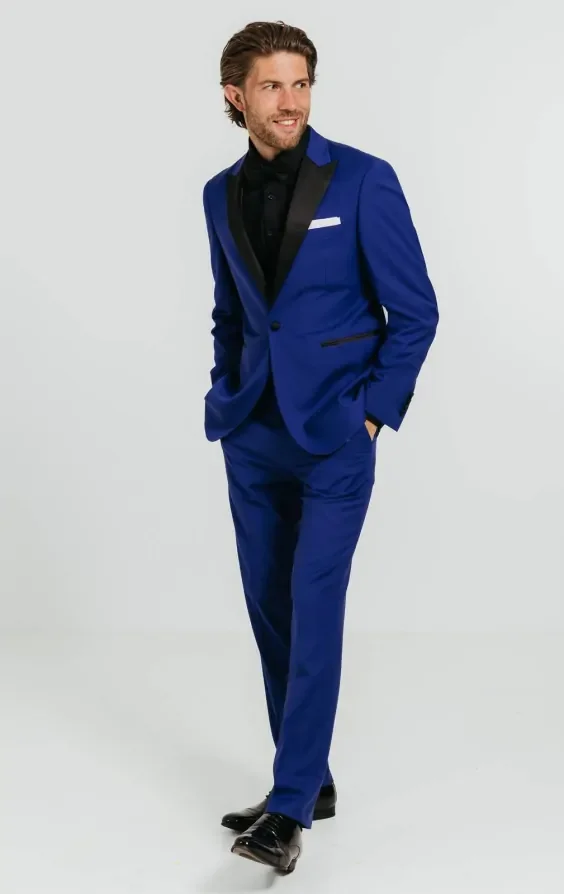 Bright Blue Tuxedo with Peak Lapel thumbnail 3