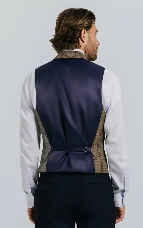 Brown Bold Check Waistcoat thumbnail 5