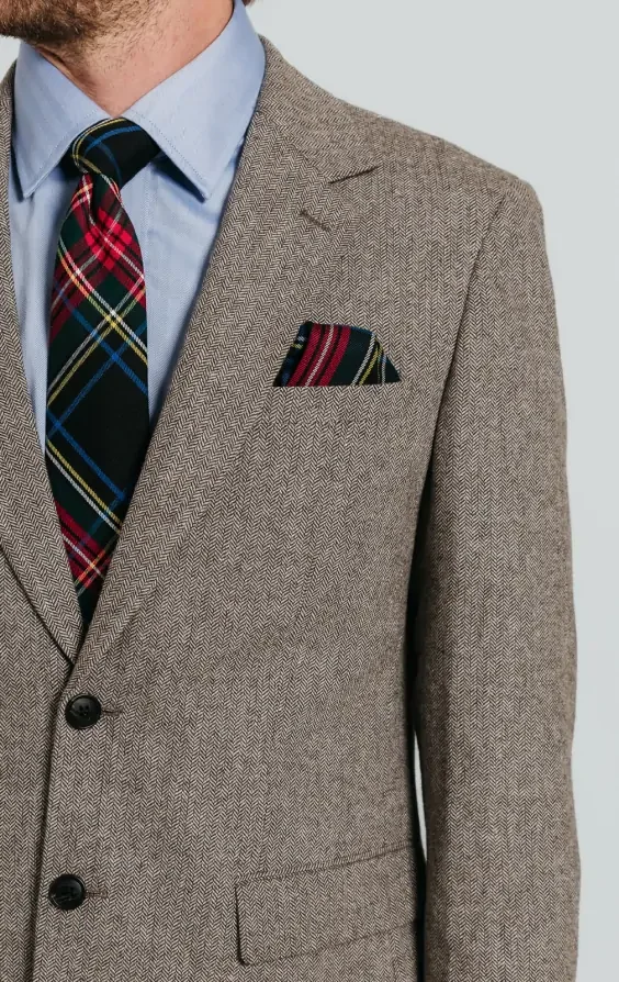 Brown Herringbone Tweed Suit Jacket thumbnail 5