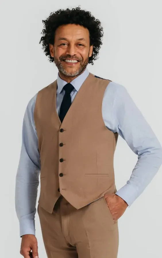 Brown Linen Twill Waistcoat thumbnail 2
