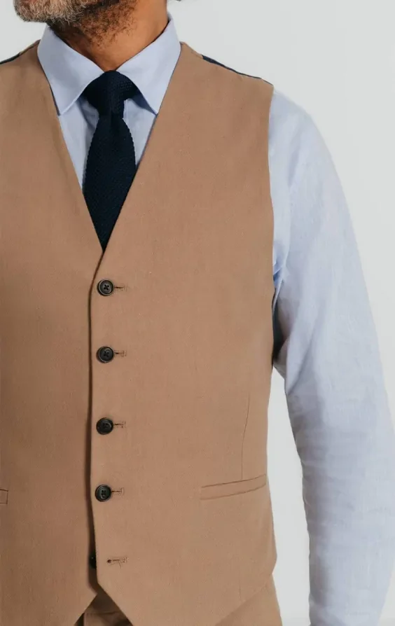 Brown Linen Twill Waistcoat thumbnail 3