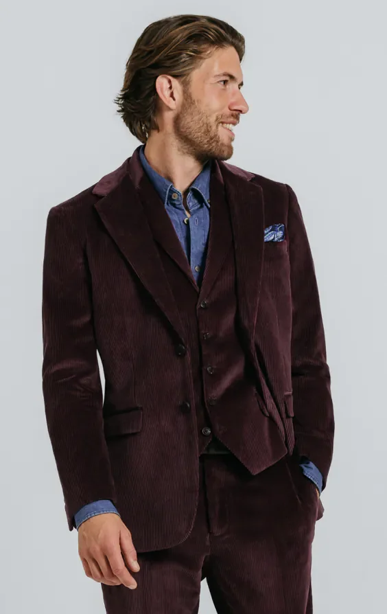 Burgundy Corduroy 3 Piece Suit thumbnail 2