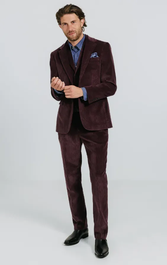 Burgundy Corduroy 3 Piece Suit thumbnail 3