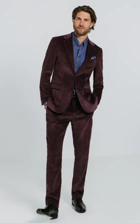 Burgundy Corduroy Suit thumbnail 3