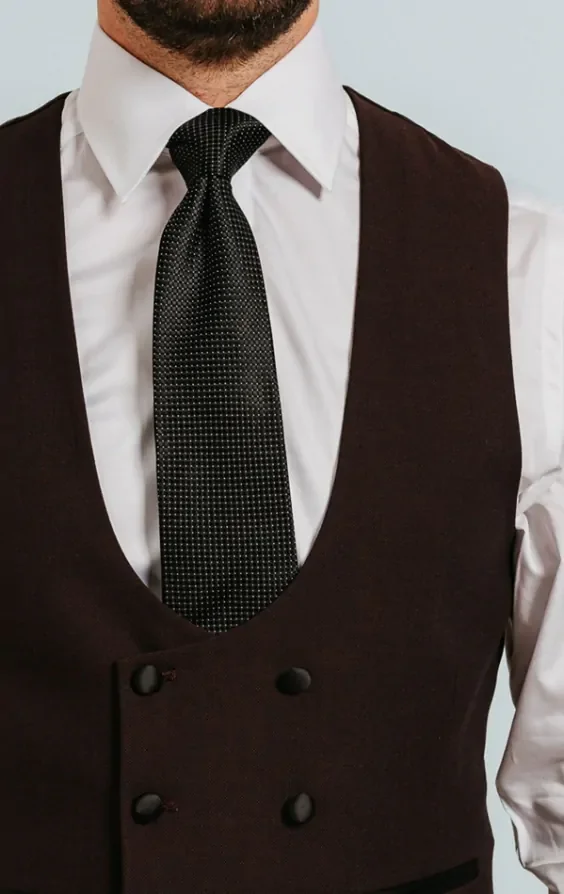 Burgundy Double Breasted Tuxedo Waistcoat thumbnail 3