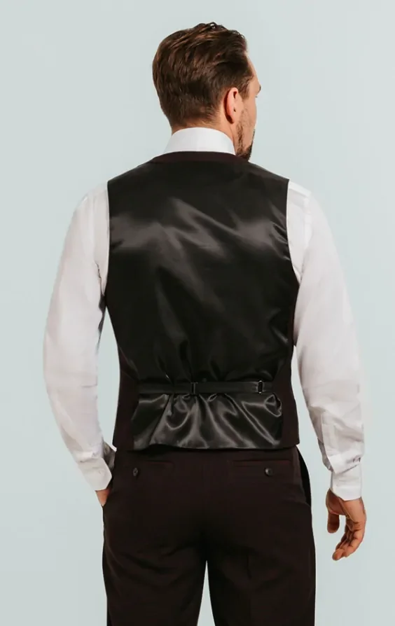 Burgundy Double Breasted Tuxedo Waistcoat thumbnail 4